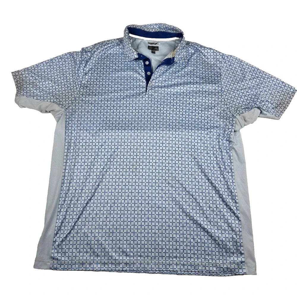 Adidas‎ Golf Polo XL Blue Geo Grid Climacool